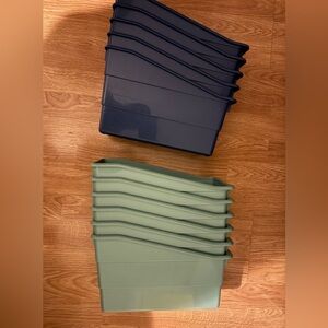 Set of Blue and Green Storage Bins